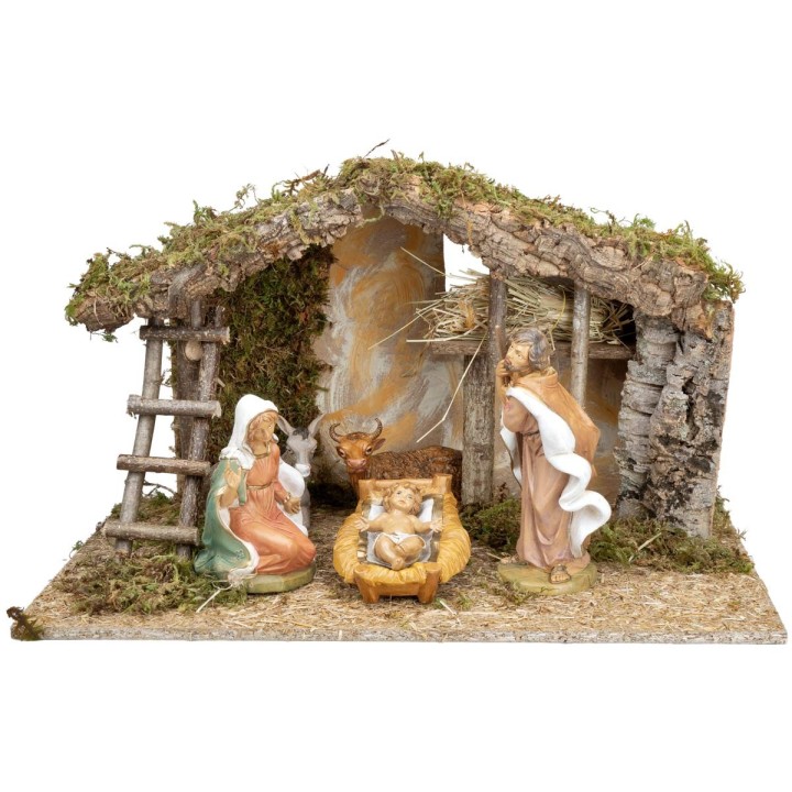 Capanna con fessura centrale completa di natività Euromarchi cm