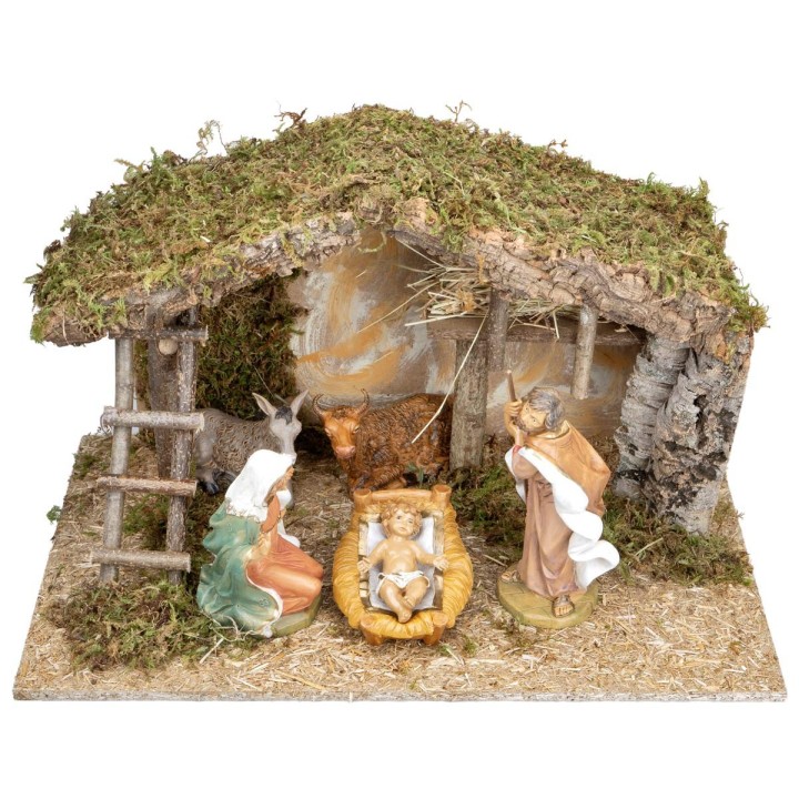Cabaña con ranura central completa de natividad Euromarchi cm