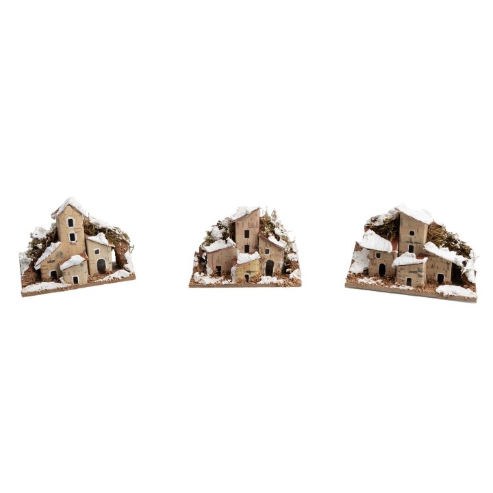 Conjunto de 4 casitas nevadas para belén de 10x6x7,5 cm de