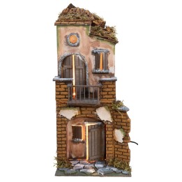 Casa napoletana illuminata funzionante a corrente cm 20x20x46,5