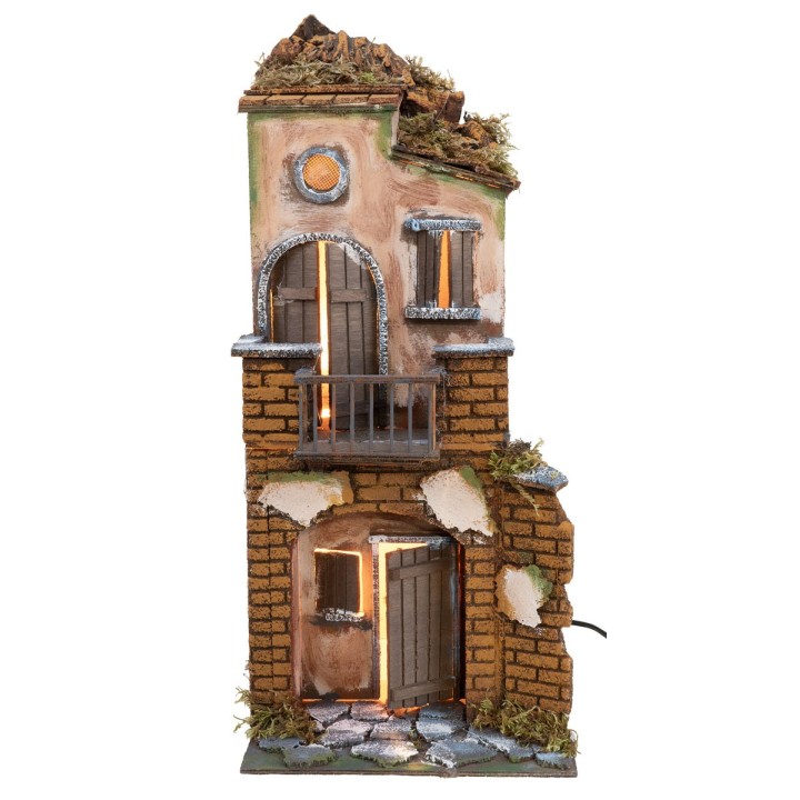 Casa napolitana iluminada que funciona con corriente cm