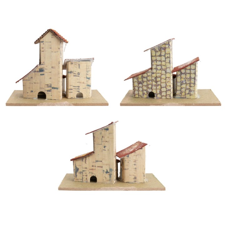 Set de tres casitas con techo orientado a la derecha cm