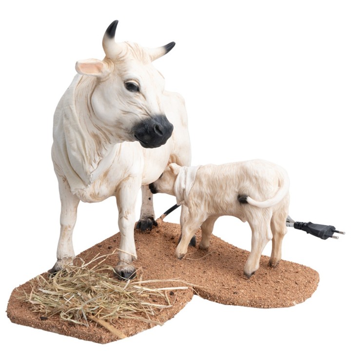 Vaca y ternero con doble movimiento para estatuas de 30 cm