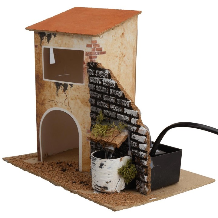 House with functional fountain, dimensions 19x13.5x18 cm h.