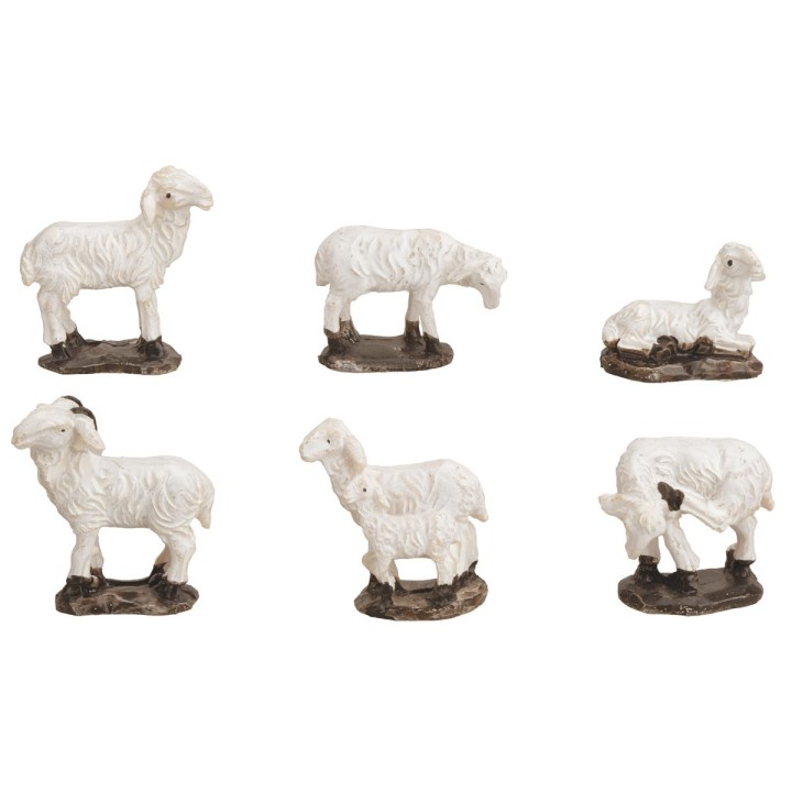 Set of 6 resin sheep with base for 10-12 cm statues
