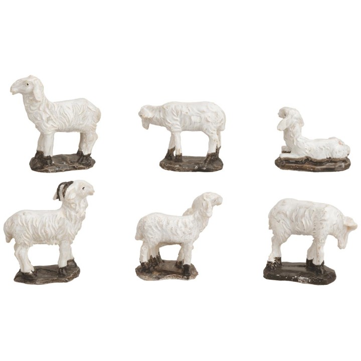 Set of 6 resin sheep with base for 10-12 cm statues