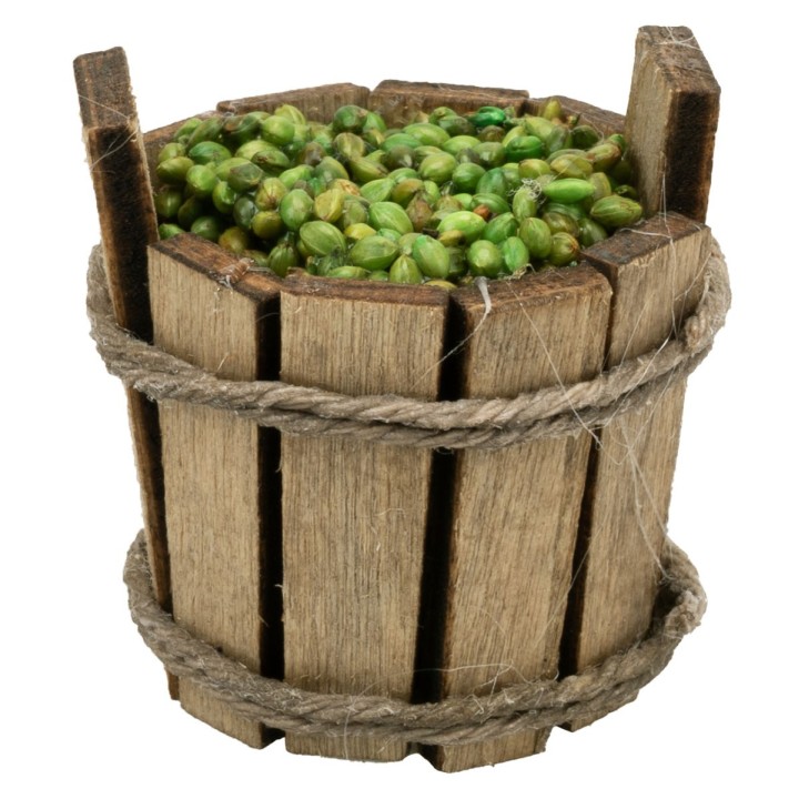 Tina de madera con aceitunas cm ø 3x3 h