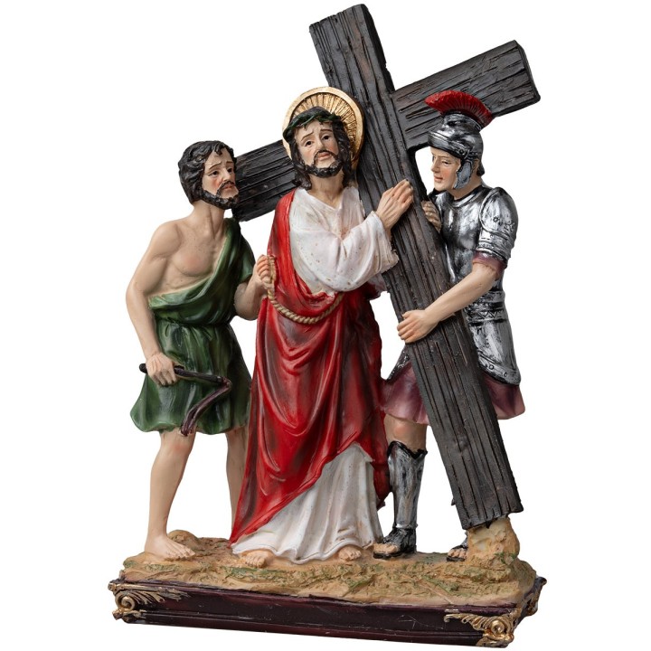 Statue in resina 15 stazioni Via Crucis 20 cm