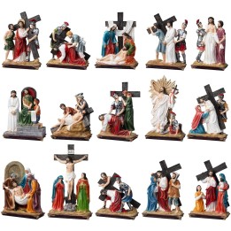 Resin statues 15 stations Via Crucis 20 cm