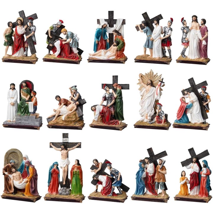 Statue in resina 15 stazioni Via Crucis 20 cm