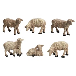Grupo de 6 ovejas de resina para estatuas de 10 cm