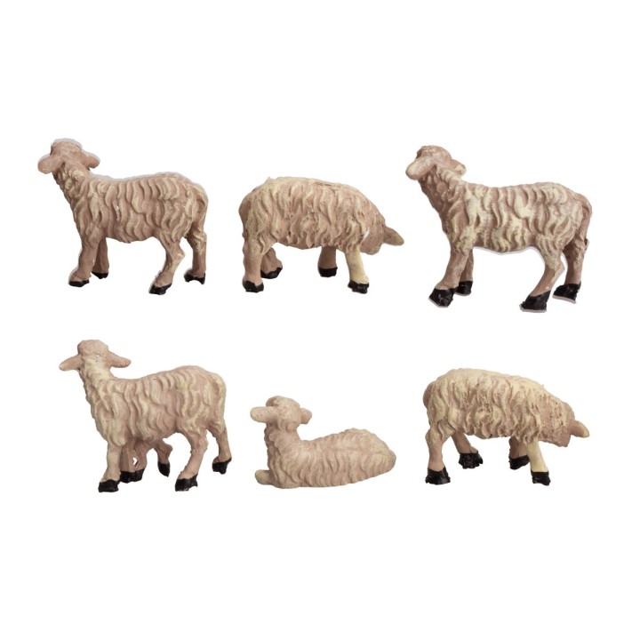 Gruppo di 6 pecore in resina per statue da 10 cm