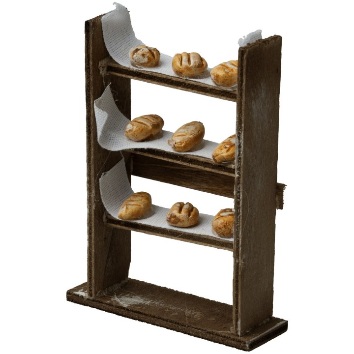 Scaffale in legno con pane - 33613