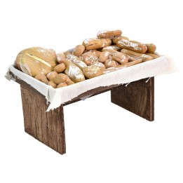 Banco con pane cm 9,5x7x6,5 h per Presepe