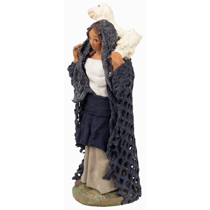 Donna con agnello sulle spalle 12 cm