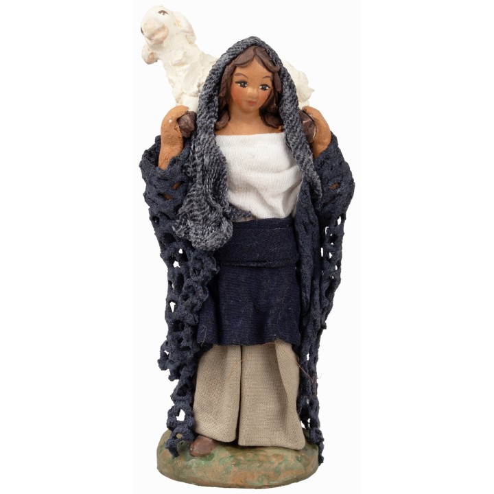 Donna con agnello sulle spalle 12 cm