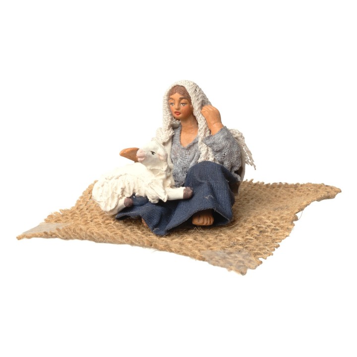 Donna seduta con agnello serie 10 cm