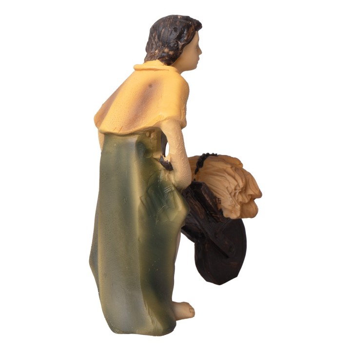Campesino con carretilla en resina serie 8-9 cm