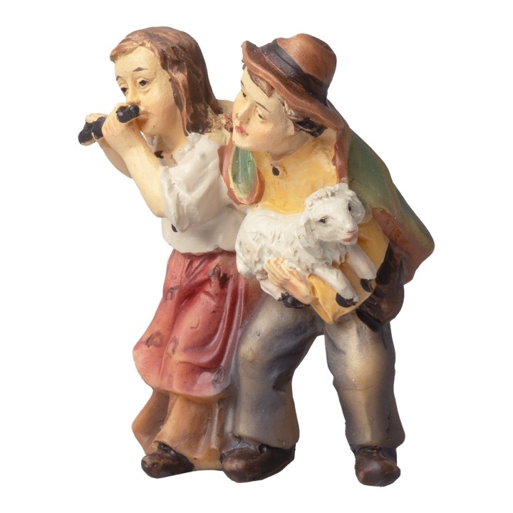 Children with lamb in arms series 8-10 cm in resin