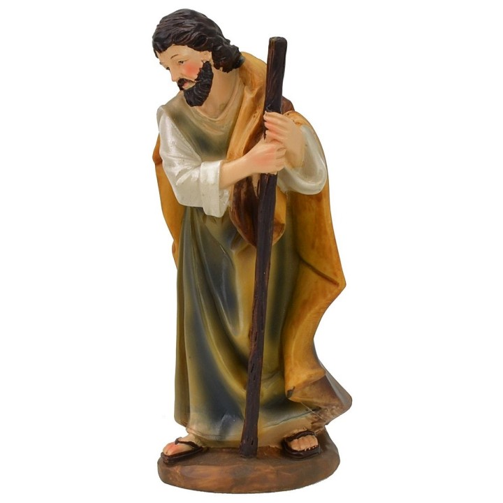 San Giuseppe con bastone in resina 15 cm