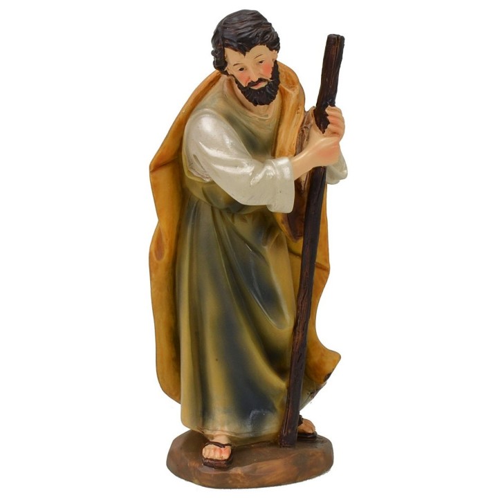 Saint Joseph with staff in resin 15 cm