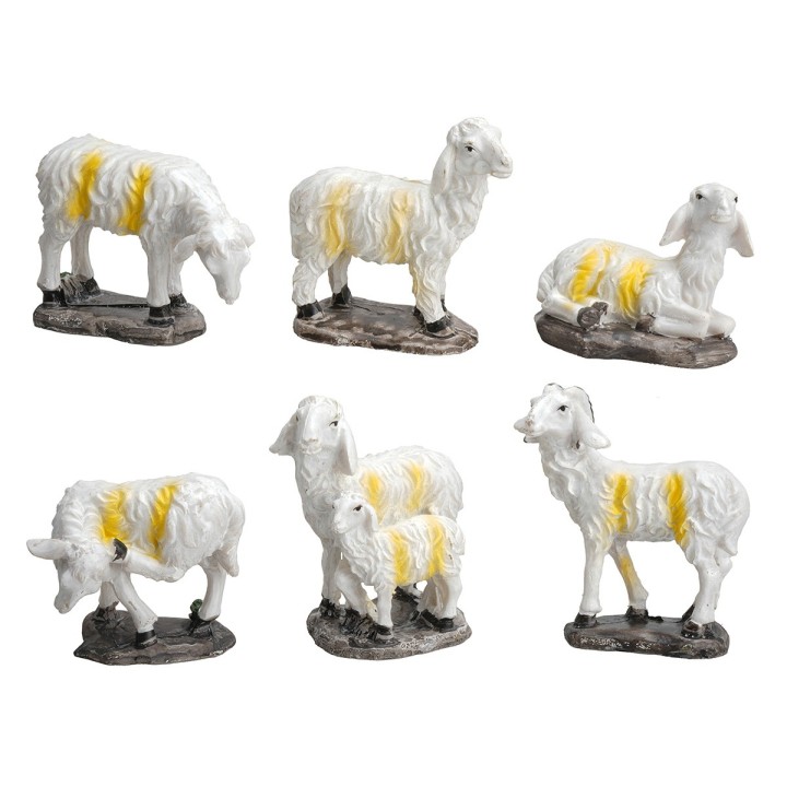 Set 6 pecore in resina per presepe serie 12 cm