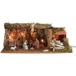 Illuminated hut with Nativity, Landi Moranduzzo series, size