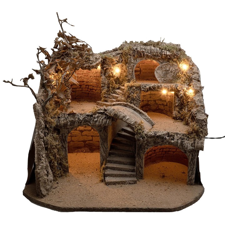 Pesebre Pascual iluminado con múltiples niveles cm 50x50x37 h