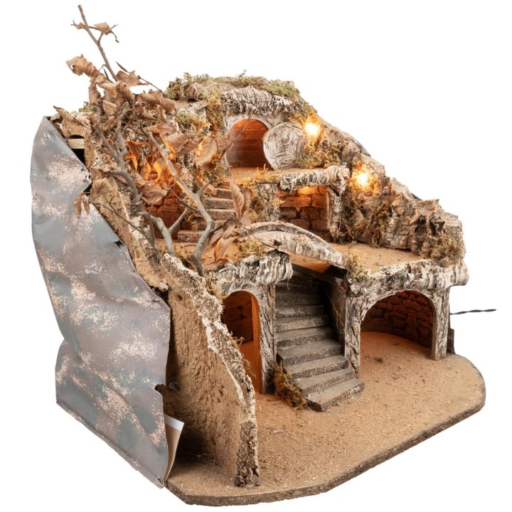 Presepe Pasquale illuminato con più livelli cm 50x50x37 h