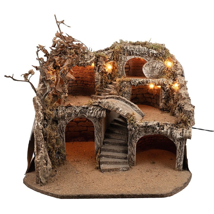 Presepe Pasquale illuminato con più livelli cm 50x50x37 h