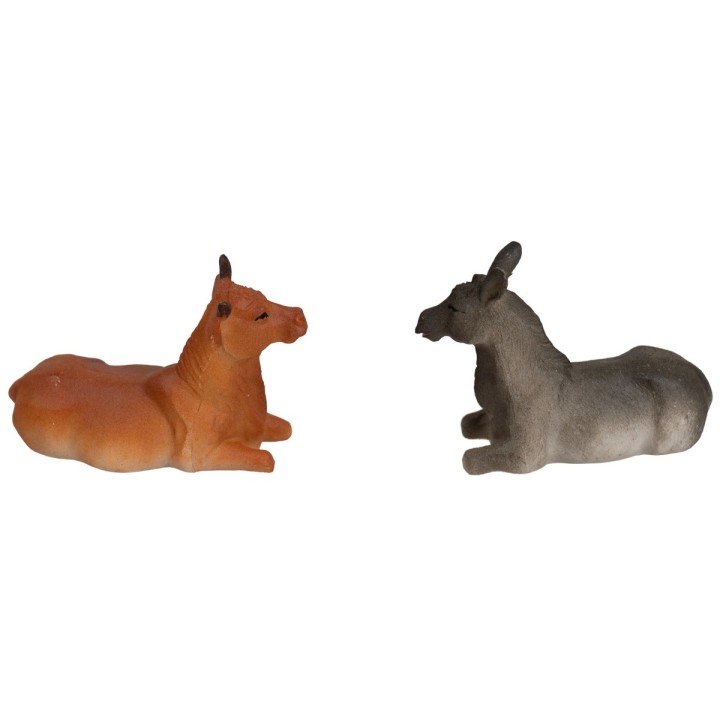 Pareja de buey y asno serie 8 cm en resina