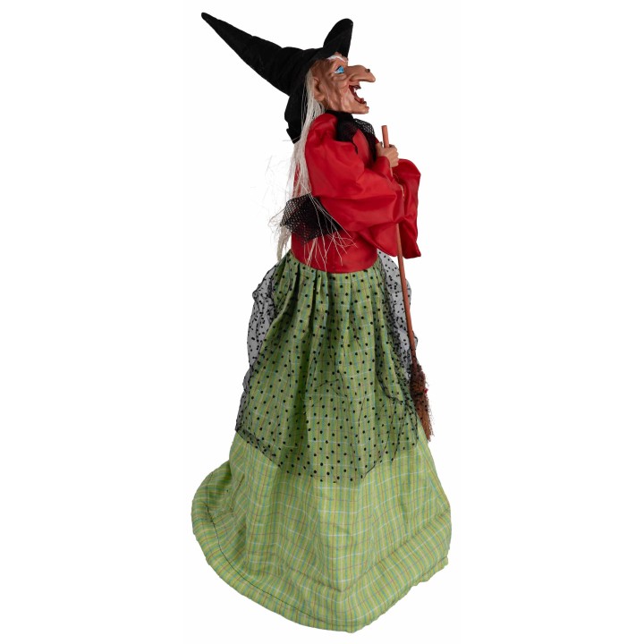 Befana con luci e suoni rossa e verde 70 cm