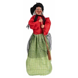Befana con luci e suoni rossa e verde 70 cm