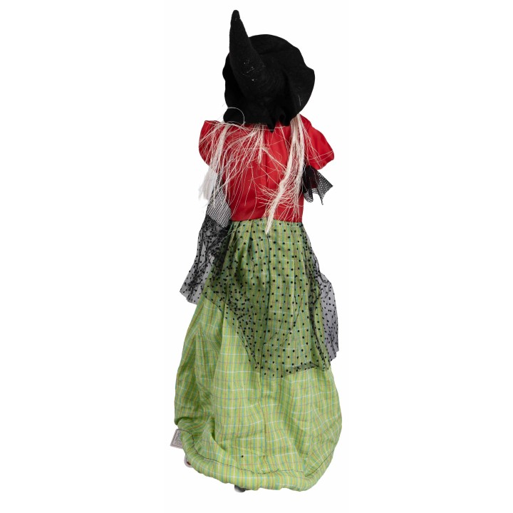 Befana con luci e suoni rossa e verde 70 cm