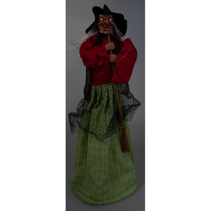 Befana con luces y sonidos roja y verde 70 cm