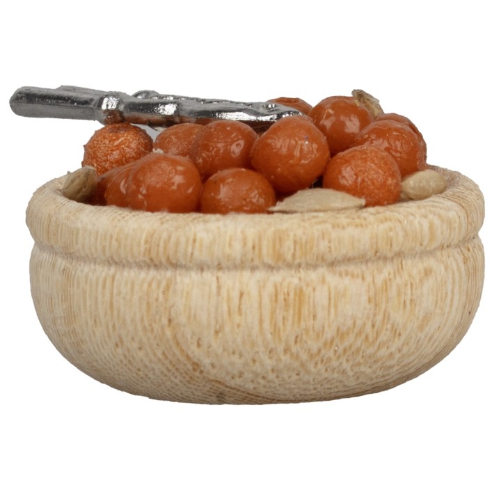 Cuenco de madera con masa y batidor ø 3 cm -belén
