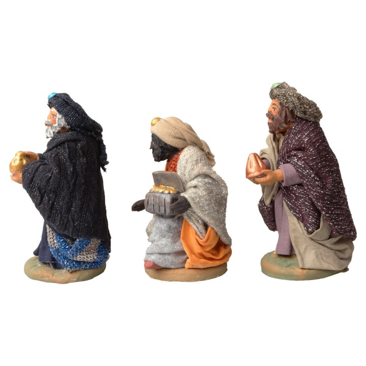 Set de 3 Reyes Magos 10 cm vestidos en tela