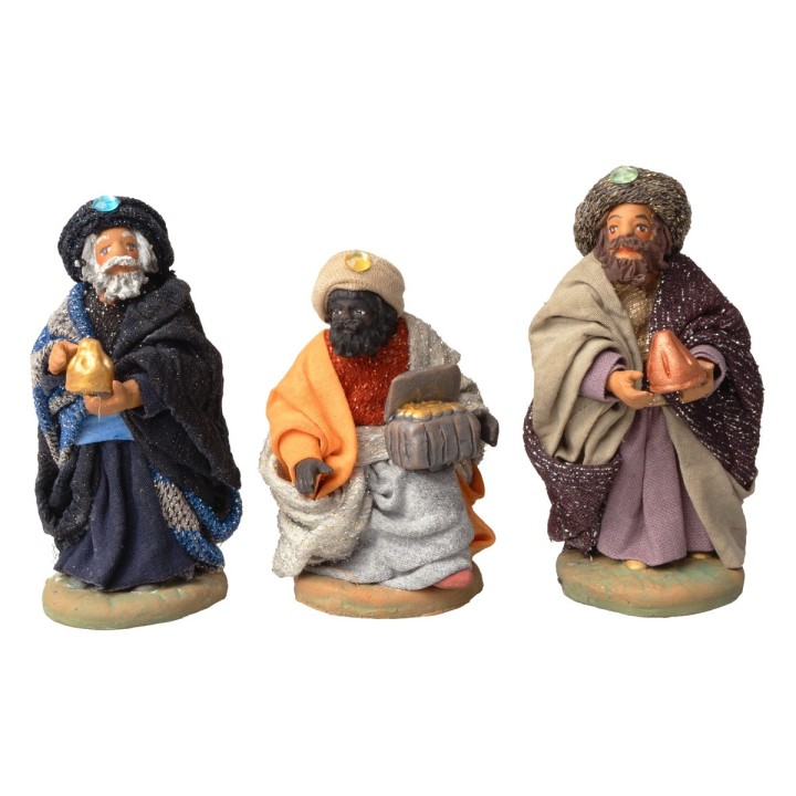Set de 3 Reyes Magos 10 cm vestidos en tela