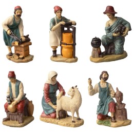 Set 6 statue per presepe serie 15 cm in resina