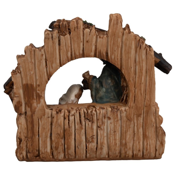 Natividad con cabaña y cordero cm 11,4x5,4x11,5 h