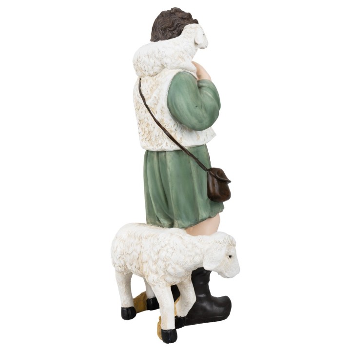 Pastore con pecora e agnello sulle spalle h 46,5 cm in resina