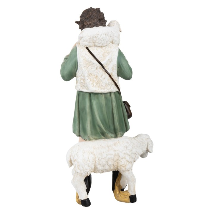 Good shepherd with sheep and lamb in resin h.