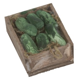 Caja de madera con pepinos cm 4x3x2 h