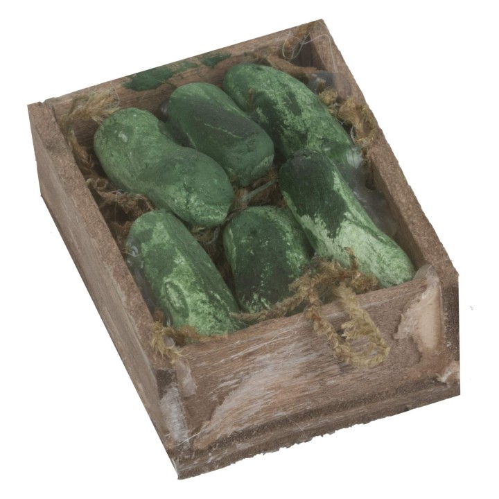 Caja de madera con pepinos cm 4x3x2 h
