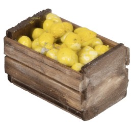 Wooden crate with lemons cm 5.3x3.4x3.7 h