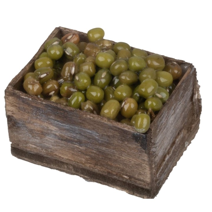 Caja de madera con aceitunas cm 6x4,5x3,5 h