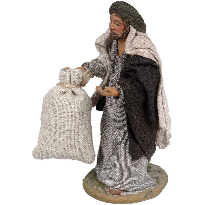 Mugnaio sacco in juta per Presepe 12 cm