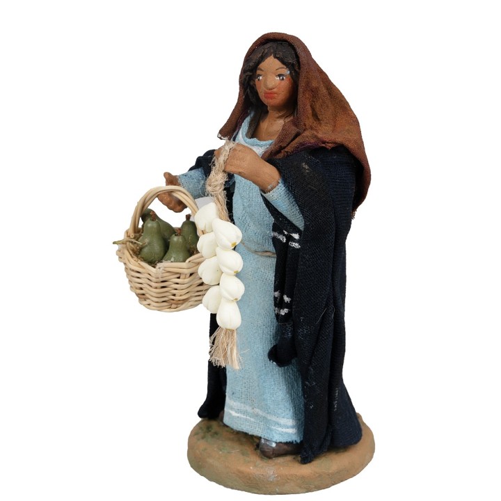 Donna con pere e ceppo d’aglio serie 11 cm