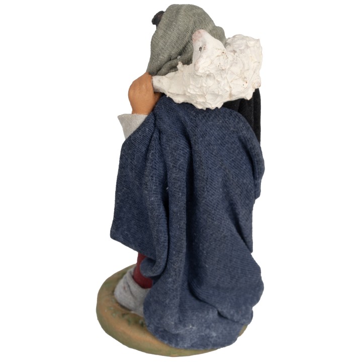 Pastore con pecora sulle spalle per presepe 10 cm
