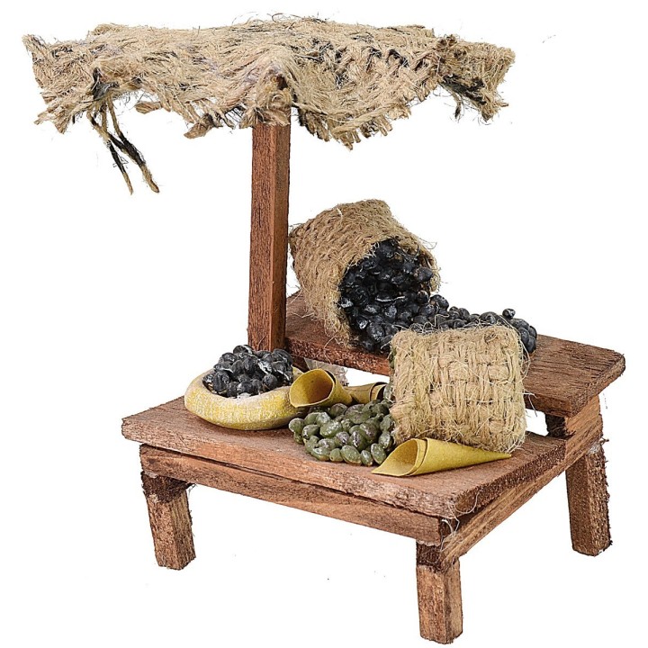 Bancarella con olive e ombrellone cm 8,5x7x12 h